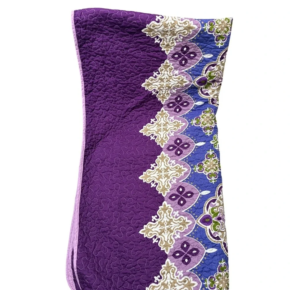 Purple Bohemian Quilted Comforter Set with 2 Shams 85